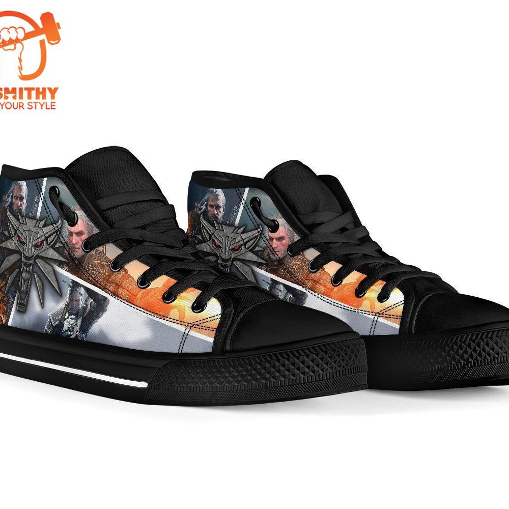 The Witcher Sneakers Wolf Charm High Top Shoes Custom