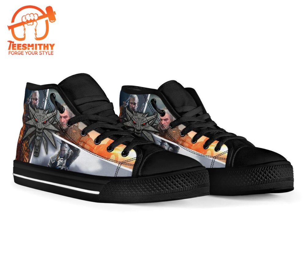 The Witcher Sneakers Wolf Charm High Top Shoes Custom