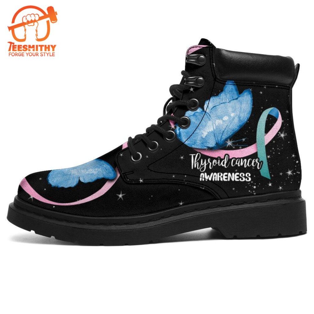 Thyroid Cancer Awareness Boots Butterfly Shoes Gift Idea