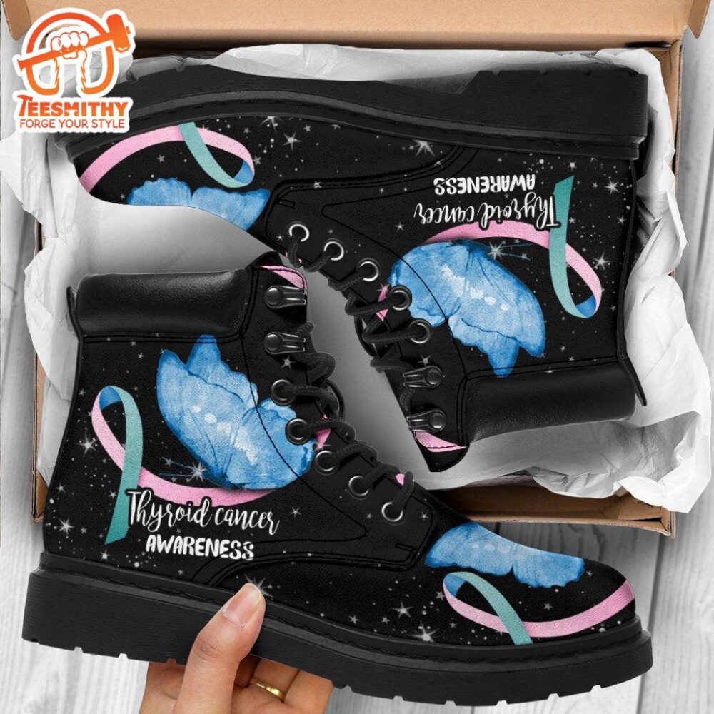 Thyroid Cancer Awareness Boots Butterfly Shoes Gift Idea