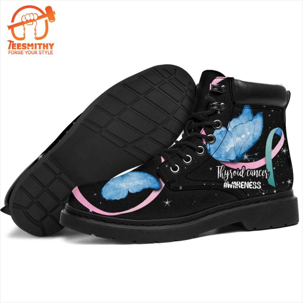 Thyroid Cancer Awareness Boots Butterfly Shoes Gift Idea