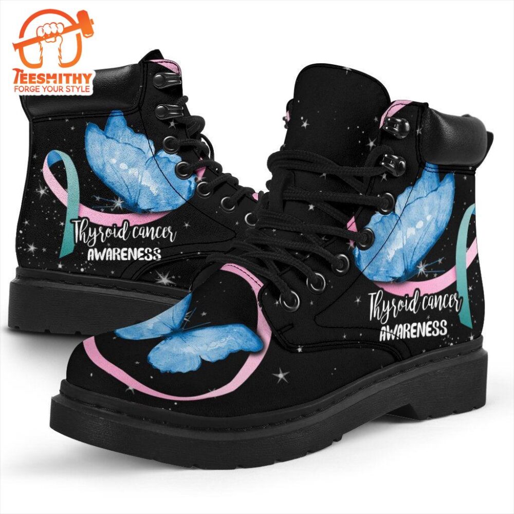 Thyroid Cancer Awareness Boots Butterfly Shoes Gift Idea