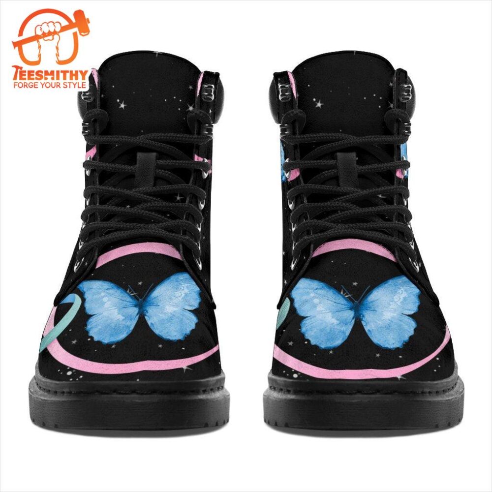 Thyroid Cancer Awareness Boots Butterfly Shoes Gift Idea