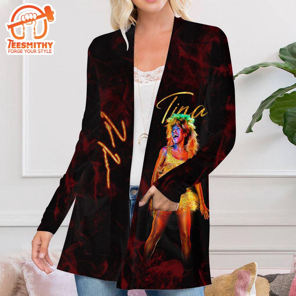 Tina Turner Women’s Patch Pocket Cardigan For Fans