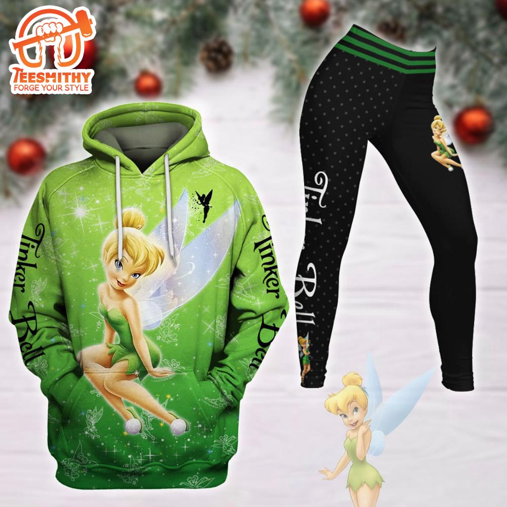 Tinker Bell Castle Glitter Pattern Hoodie And Leggings Set