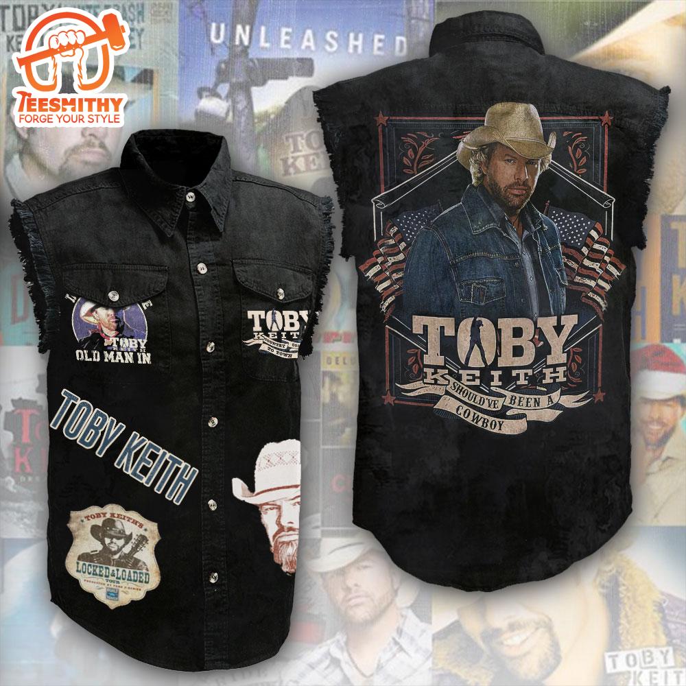 Toby Keith Tour Music Sleeveless Denim Shirt Gift Christmas