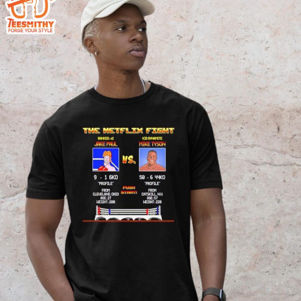 Top Jake Paul Vs Mike Tyson The Netflix Fight Push Start 8 Bit Shirt