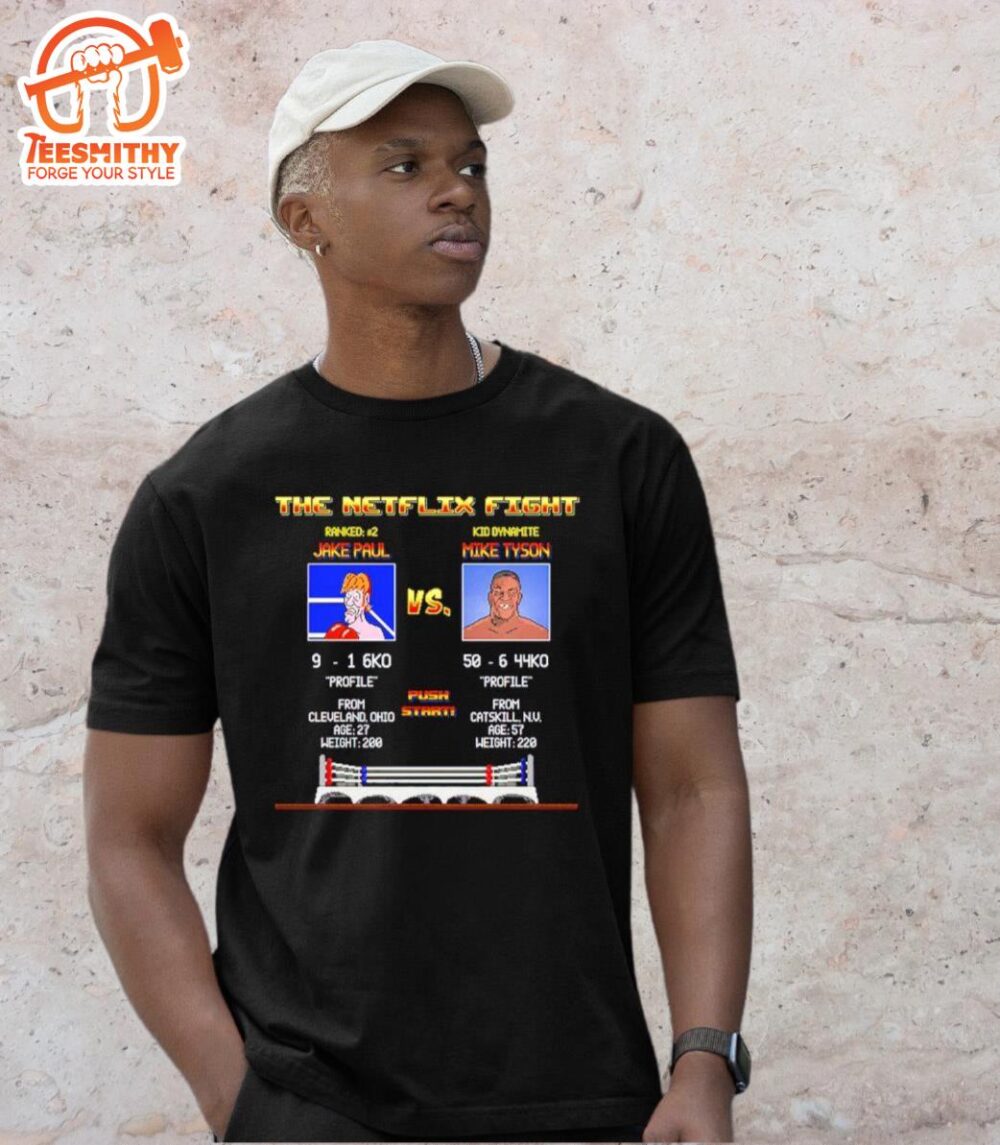 Top Jake Paul Vs Mike Tyson The Netflix Fight Push Start 8 Bit Shirt