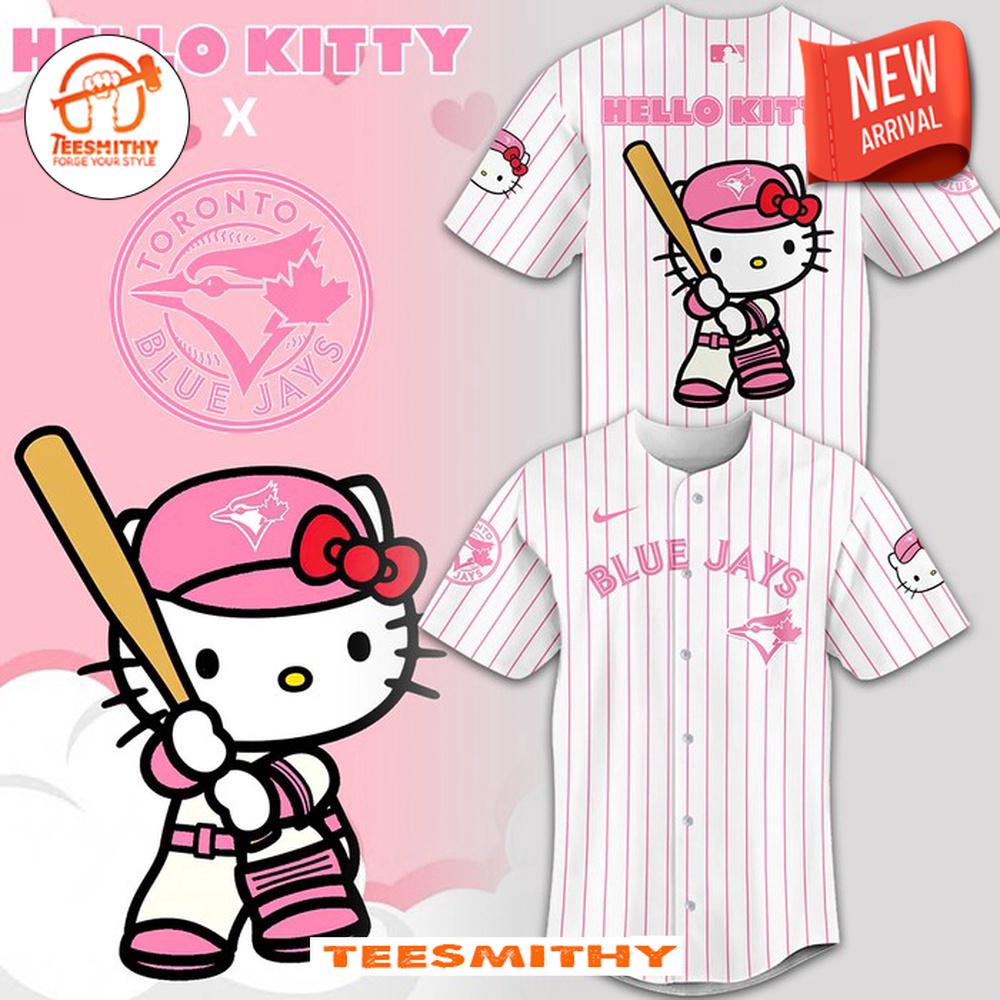 Toronto Blue Jays x Hello Kitty 2024 Pink Stripe Baseball Jersey