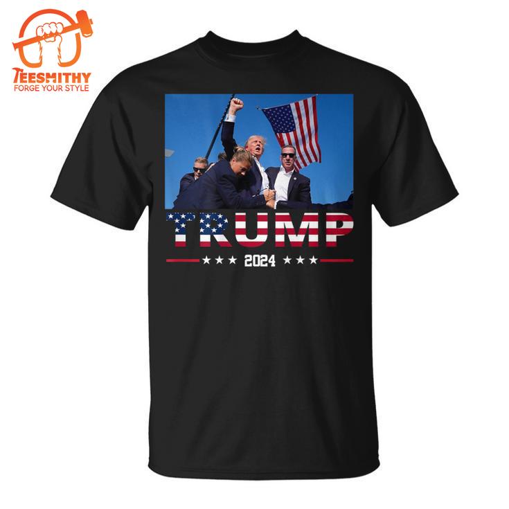 Trump 2024 On The Back 45 47 Flag Trump T-Shirt