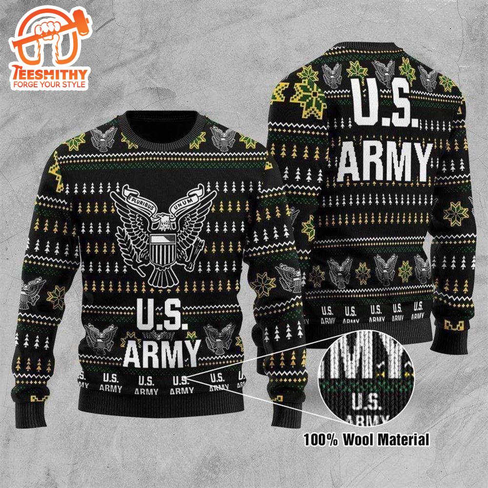 Unifinz Veteran Sweater United States Army Black White Veteran Christmas Ugly Sweater  – Veteran Sweater