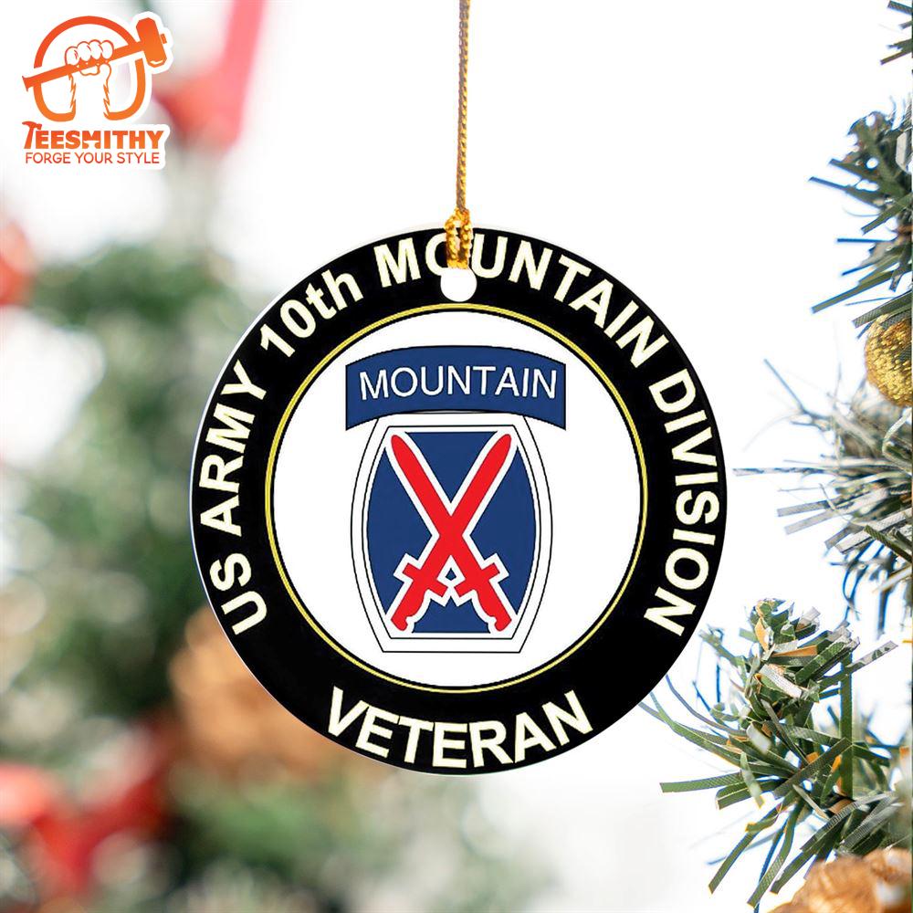 Christmas 2024  US Army 10th Mountain Division Veteran Ceramic Ornament