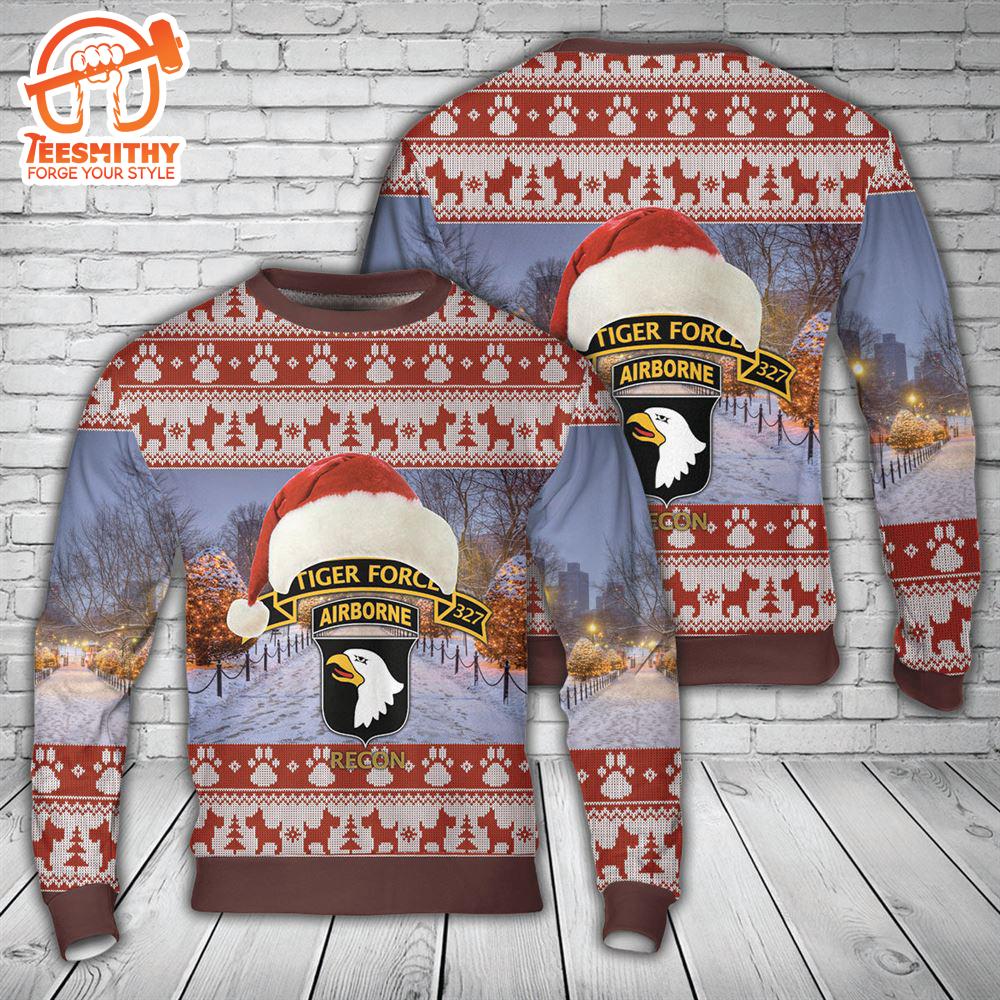 US Army 1-327 Airborne Infantry ‘Tiger Force’ LRRP – Vietnam War Christmas Sweater  Gift Christmas