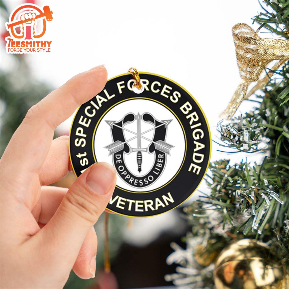 Christmas 2024  US Army 1st Special Forces Brigade Unit Crest Veteran Ceramic Ornament