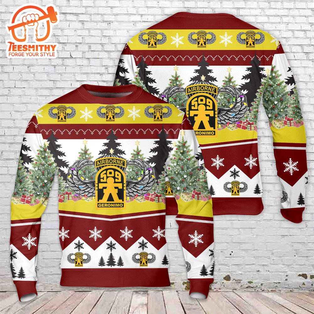 US Army 509th Parachute Infantry Regiment Geronimo Christmas Sweater  Gift Christmas