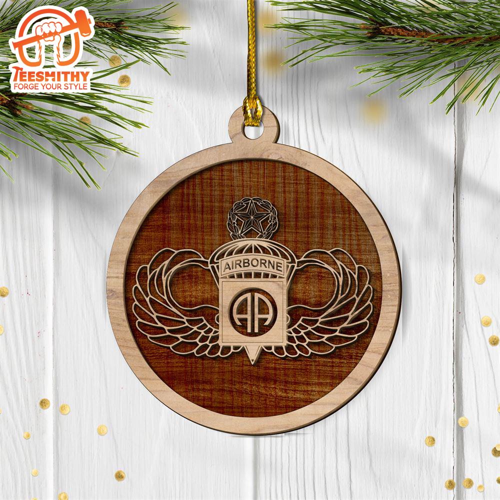 Christmas 2024  US Army 82nd Airborne Master Wings 2-layered Wood Ornament