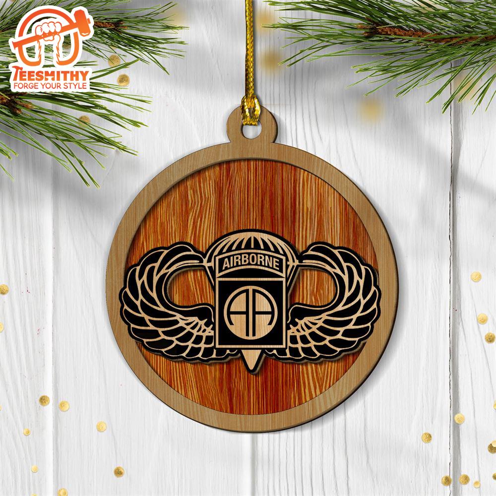 Christmas 2024  US Army 82nd Airborne Senior Wings 2-layered Wood Ornament