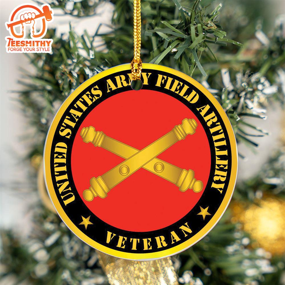 Christmas 2024  US Army Field Artillery Veteran Ceramic Ornament