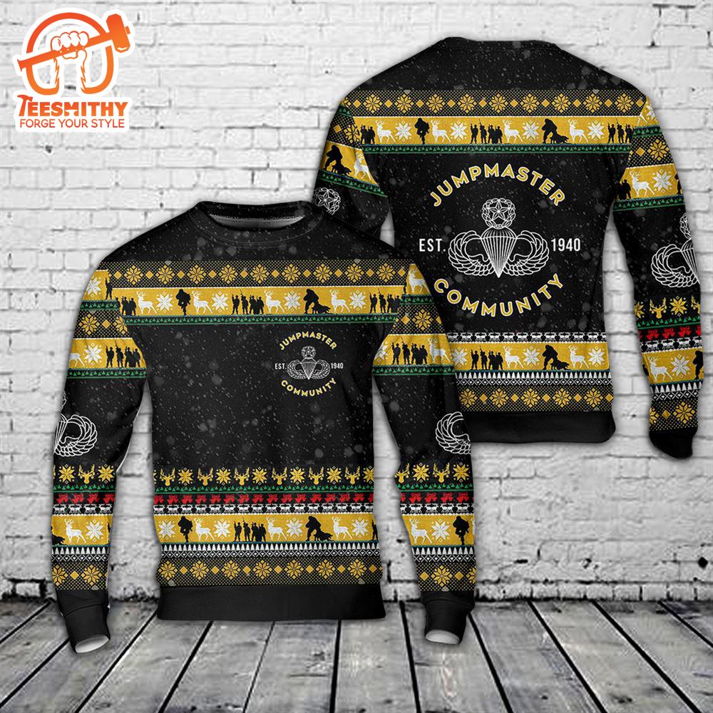 US Army Jumpmaster Community Christmas AOP Sweater  Gift Christmas