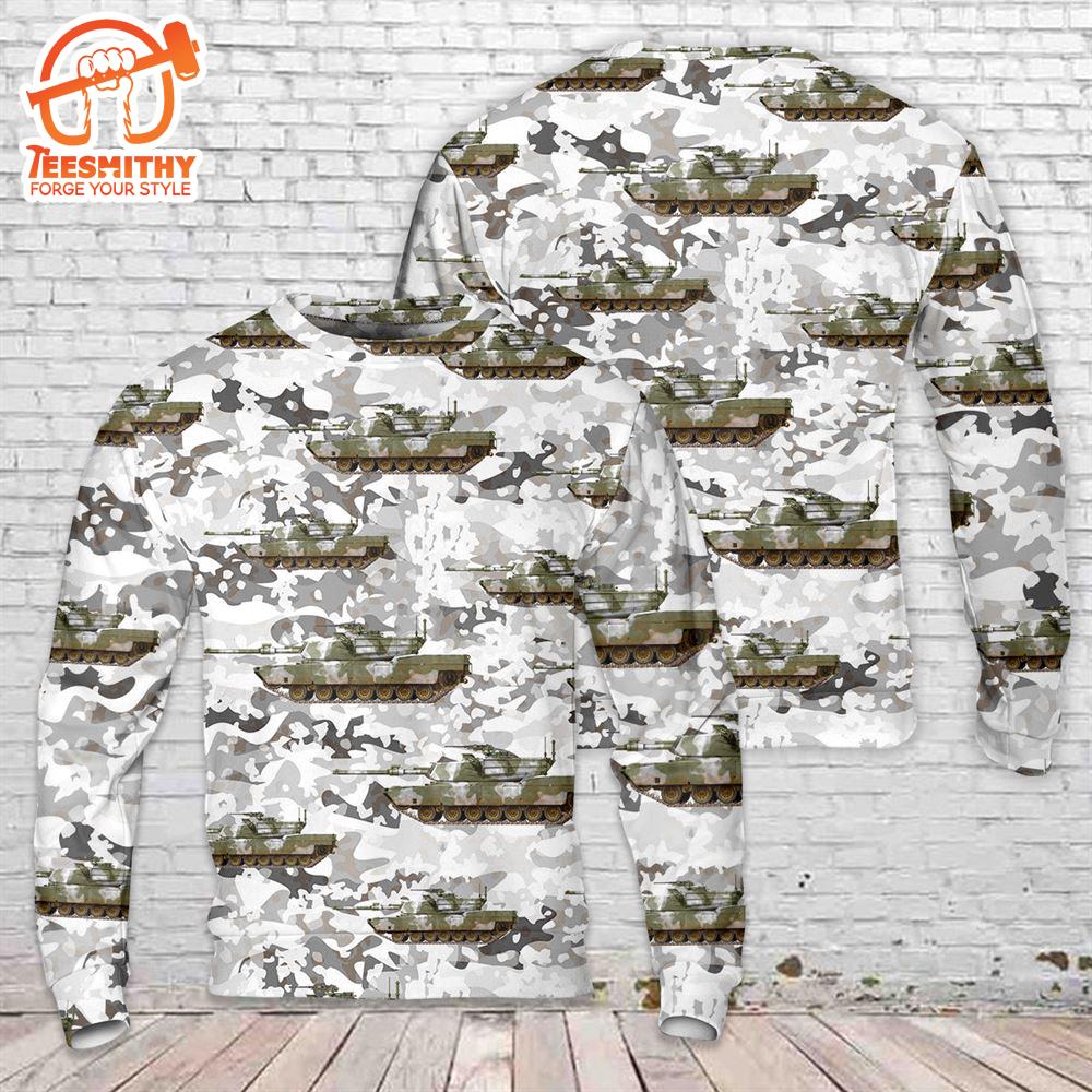 US Army M1 Abrams Tank winter camo Christmas Sweater  Gift Christmas