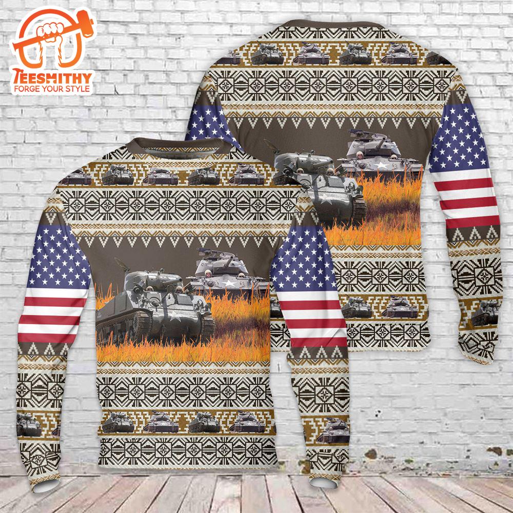 US Army M4A3 Sherman Christmas Sweater  Gift Christmas