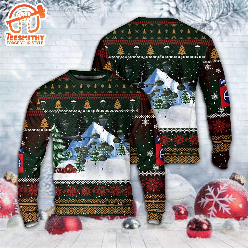 US Army Paratroopers With The 82nd Airborne Division Parachute Christmas AOP Sweater  Gift Christmas