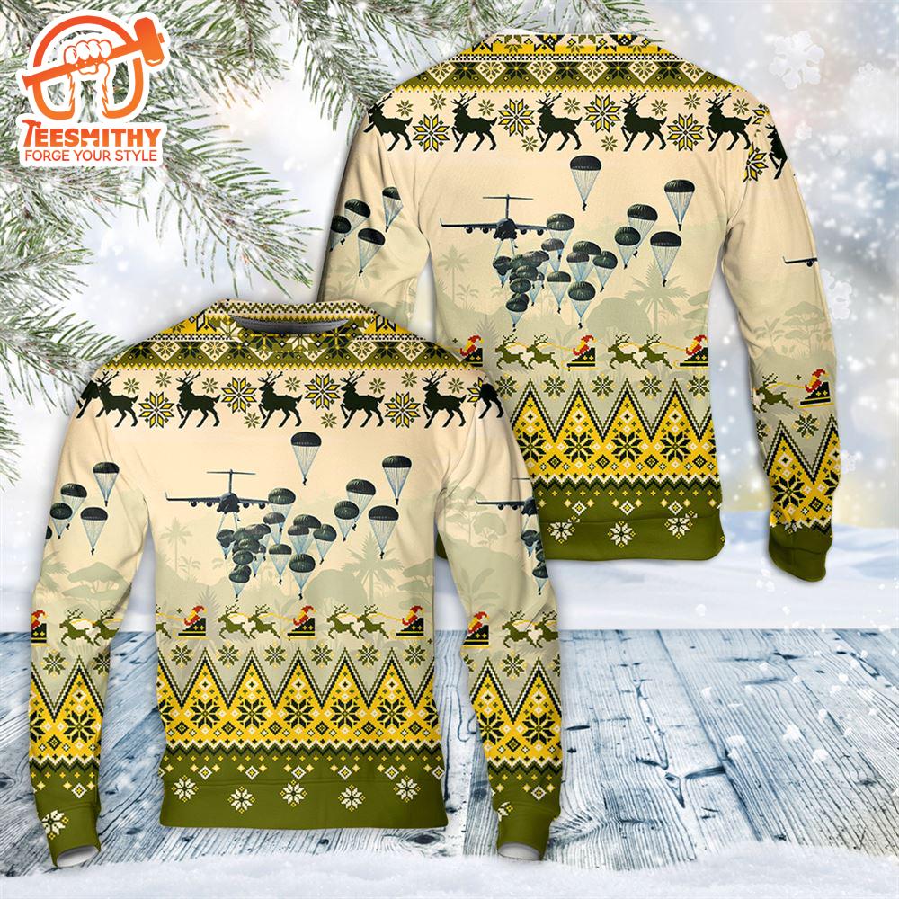 US Army Paratroopers With The 82nd Airborne Division Parachute Christmas Sweater 2  Gift Christmas