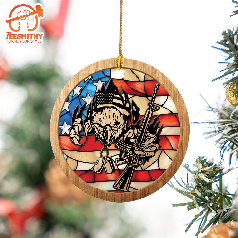 Christmas 2024  US Army Veteran Patriotic Ceramic Ornament