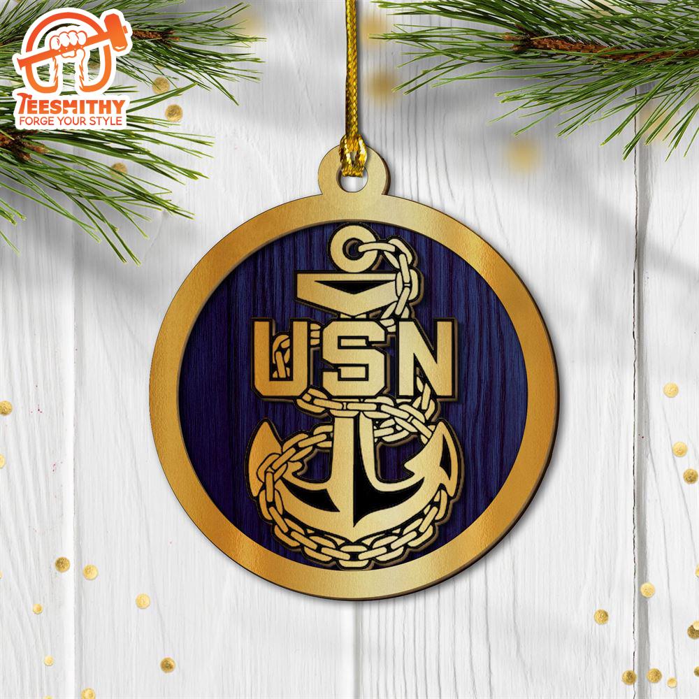 Christmas 2024  US Navy Anchor Christmas 2-layered Wood Ornament