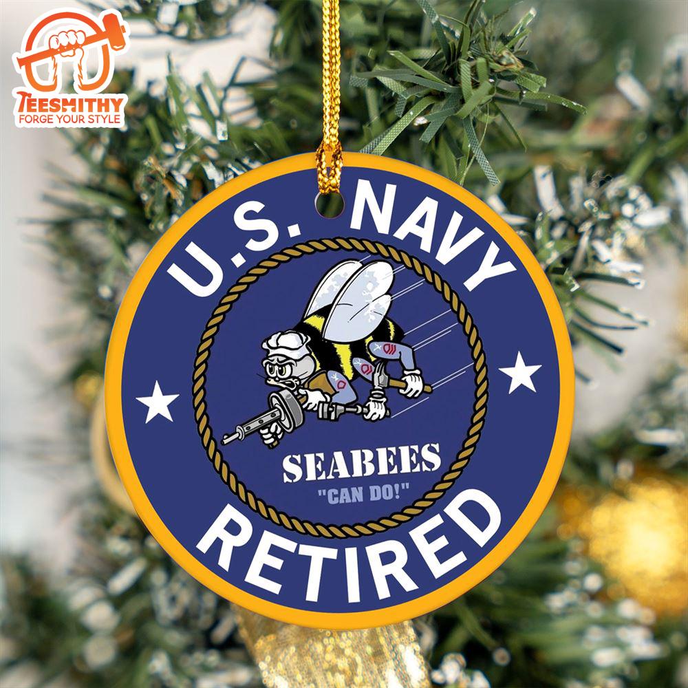 Christmas 2024  US Navy SeaBee Retired Veteran Ceramic Ornament