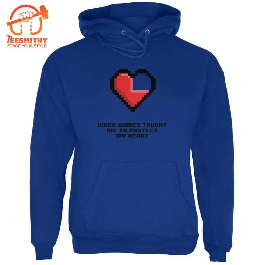 Video Games Protect My Heart Deep Royal Adult Hoodie