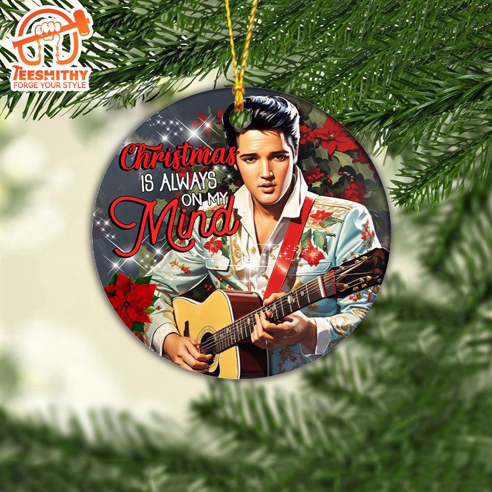 Vintage Elvis Presley Christmas Ornaments Set Musical Guitar