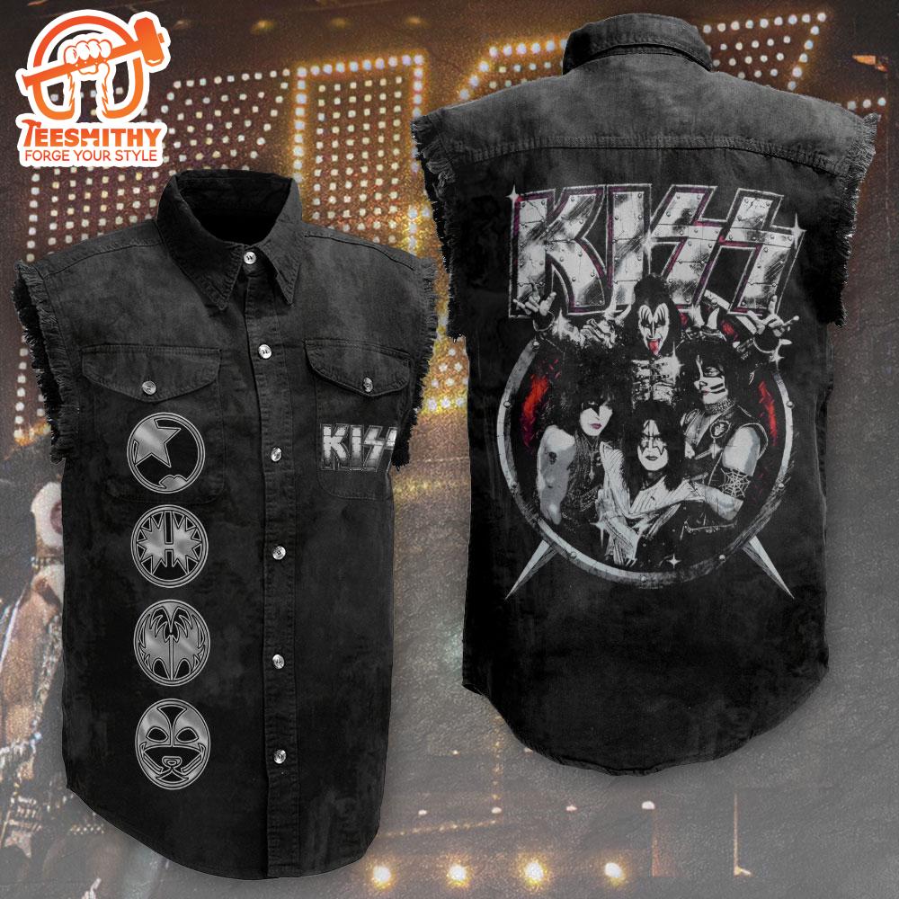 Vintage Kiss 1980s Sleeveless Denim Shirt