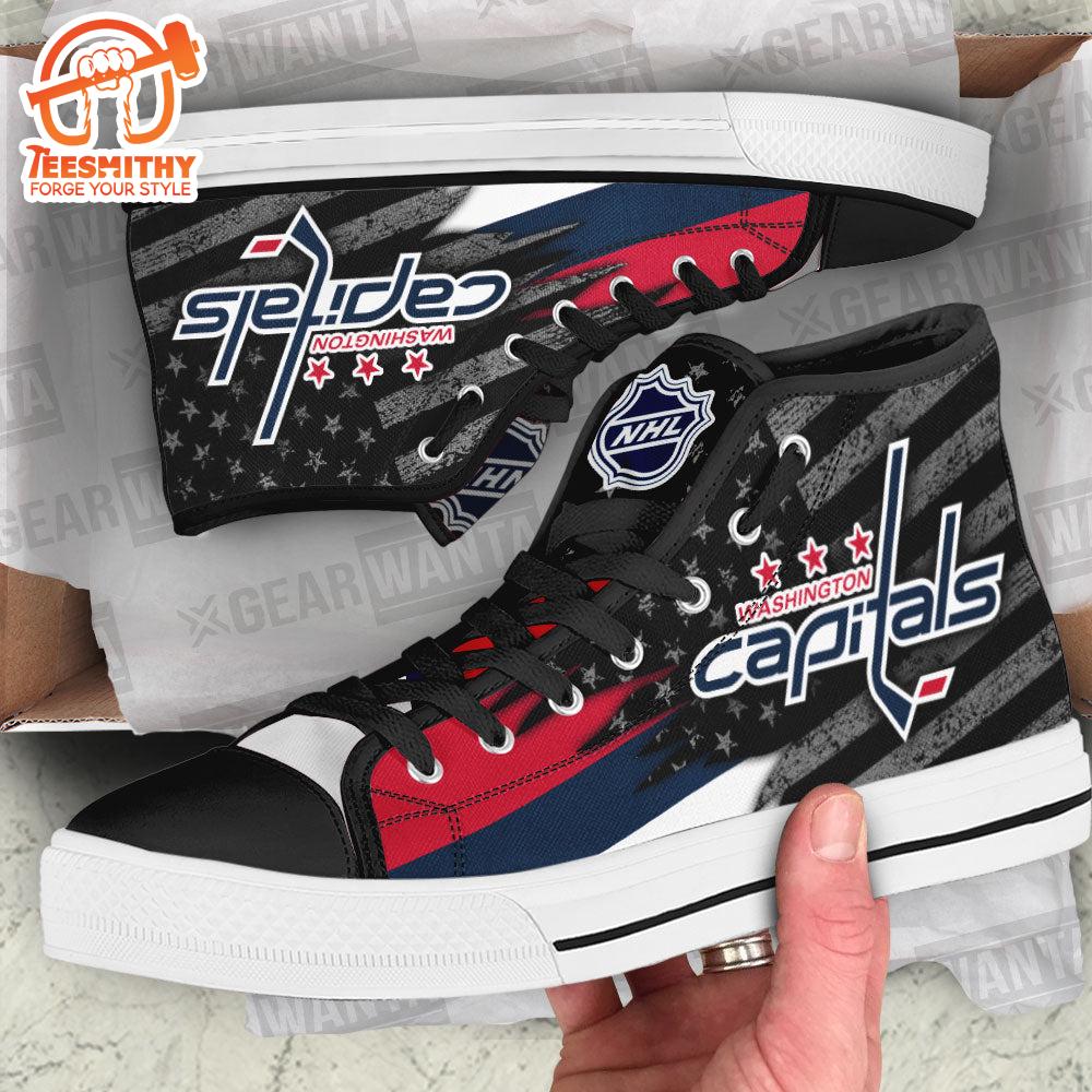 Washington Capitals High Top Shoes Custom American Flag Sneakers