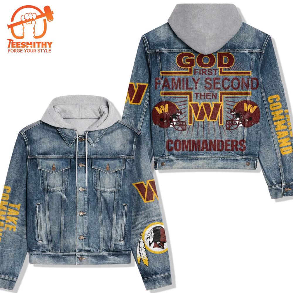 Washington Commanders Men’s Premium Hooded Denim Jacket