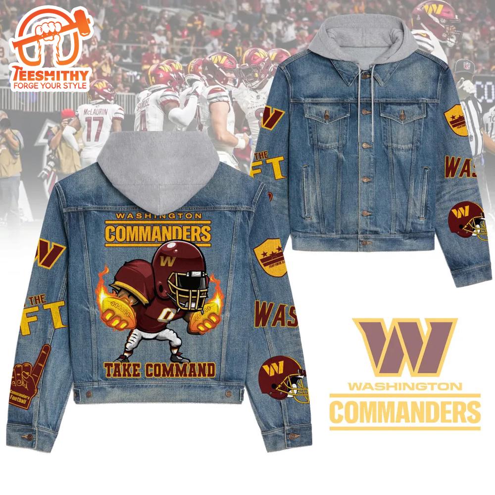 Washington Commanders Premium Hooded Denim Jacket