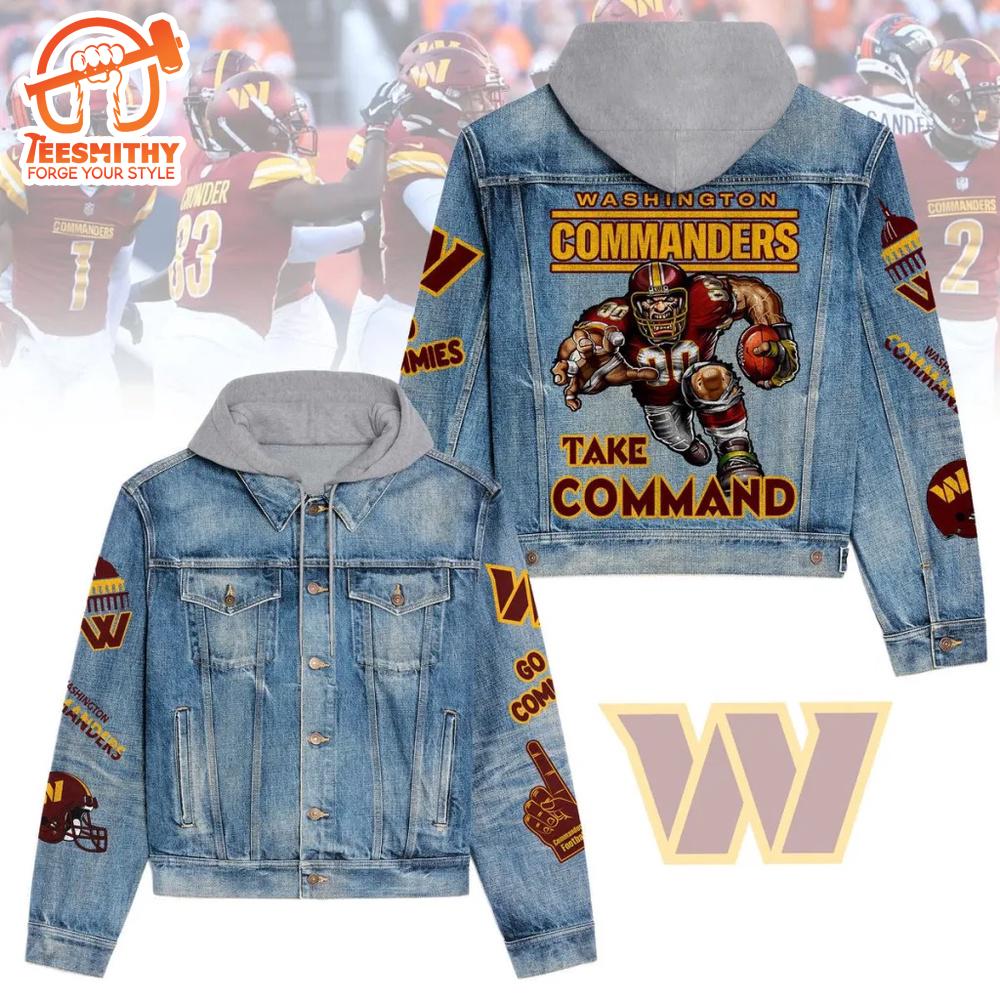 Washington Commanders Premium Hooded Denim Jacket Version 1